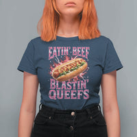 Eatin Beef Blastin' Queefs Funny Embarrassing Hot Dog Retro Bootleg T Shirt For Women