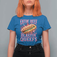 Eatin Beef Blastin' Queefs Funny Embarrassing Hot Dog Retro Bootleg T Shirt For Women