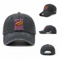 Eatin Beef Blastin' Queefs Funny Embarrassing Hot Dog Retro Bootleg Washed Cotton Baseball Cap