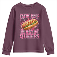 Eatin Beef Blastin' Queefs Funny Embarrassing Hot Dog Retro Bootleg Youth Sweatshirt