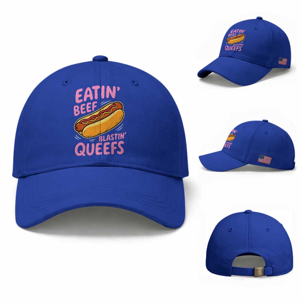 Eatin Beef Blastin' Queefs Funny Hot Dog Adult Humor Baseball Cap
