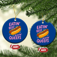 Eatin Beef Blastin' Queefs Funny Hot Dog Adult Humor Ceramic Ornament