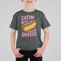 Eatin Beef Blastin' Queefs Funny Hot Dog Adult Humor T Shirt For Kid