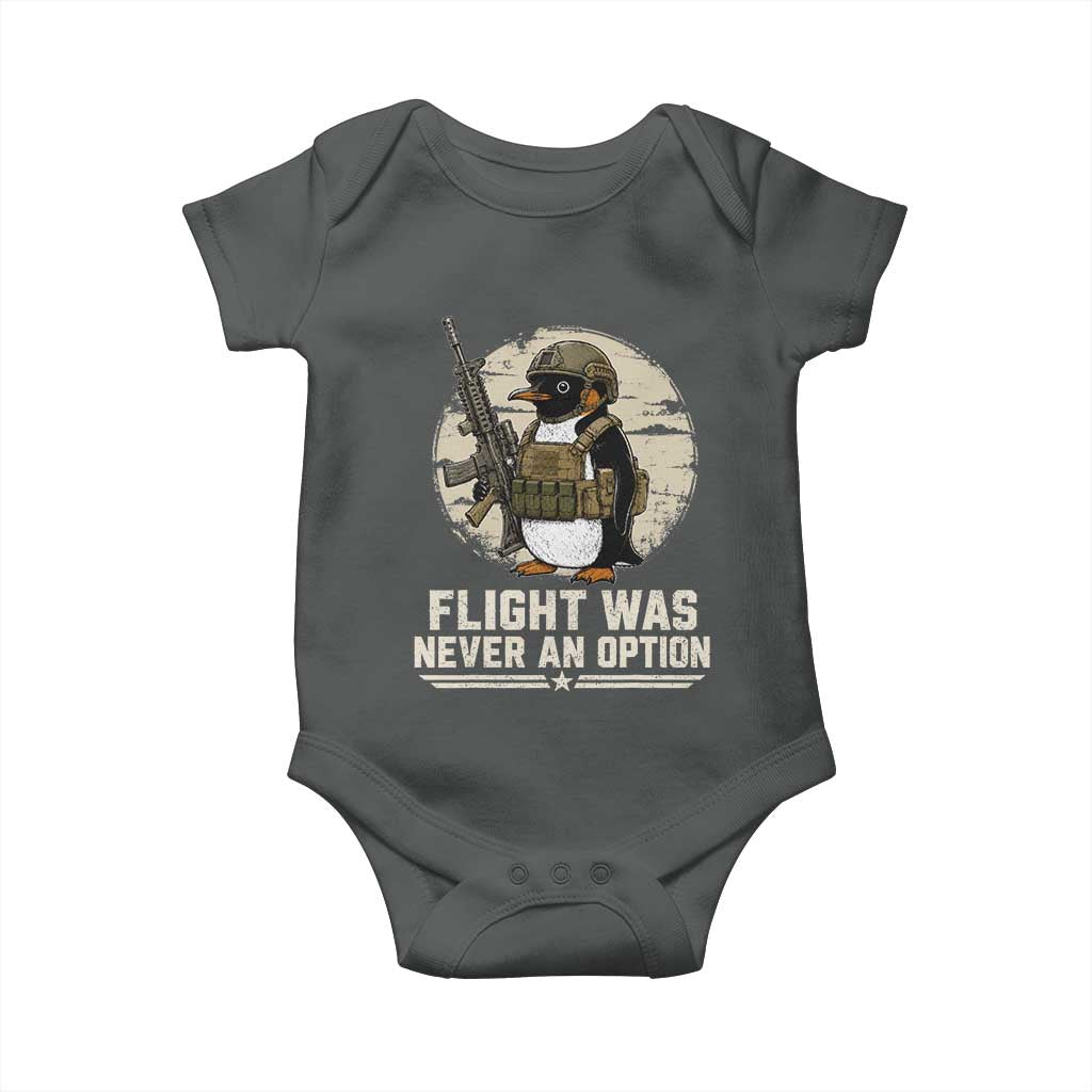 Funny Penguin Flight Was Never An Option Baby Onesie Tactical Penguin Gun Lover