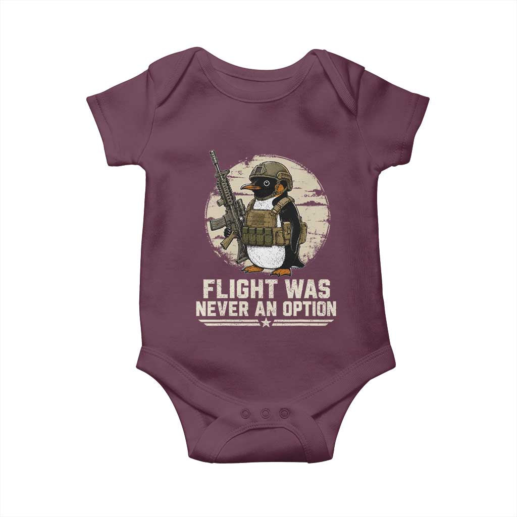 Funny Penguin Flight Was Never An Option Baby Onesie Tactical Penguin Gun Lover
