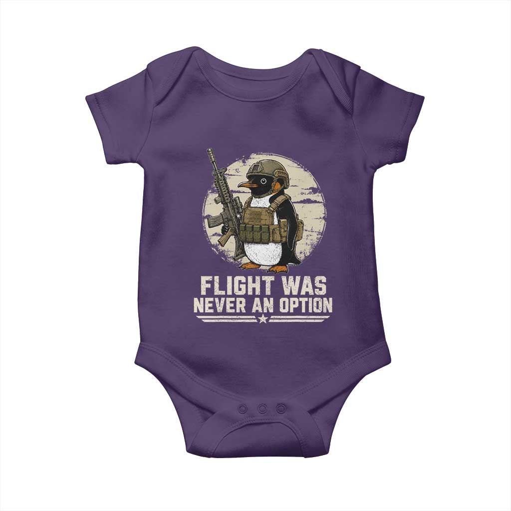 Funny Penguin Flight Was Never An Option Baby Onesie Tactical Penguin Gun Lover