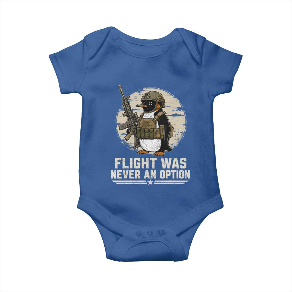 Funny Penguin Flight Was Never An Option Baby Onesie Tactical Penguin Gun Lover