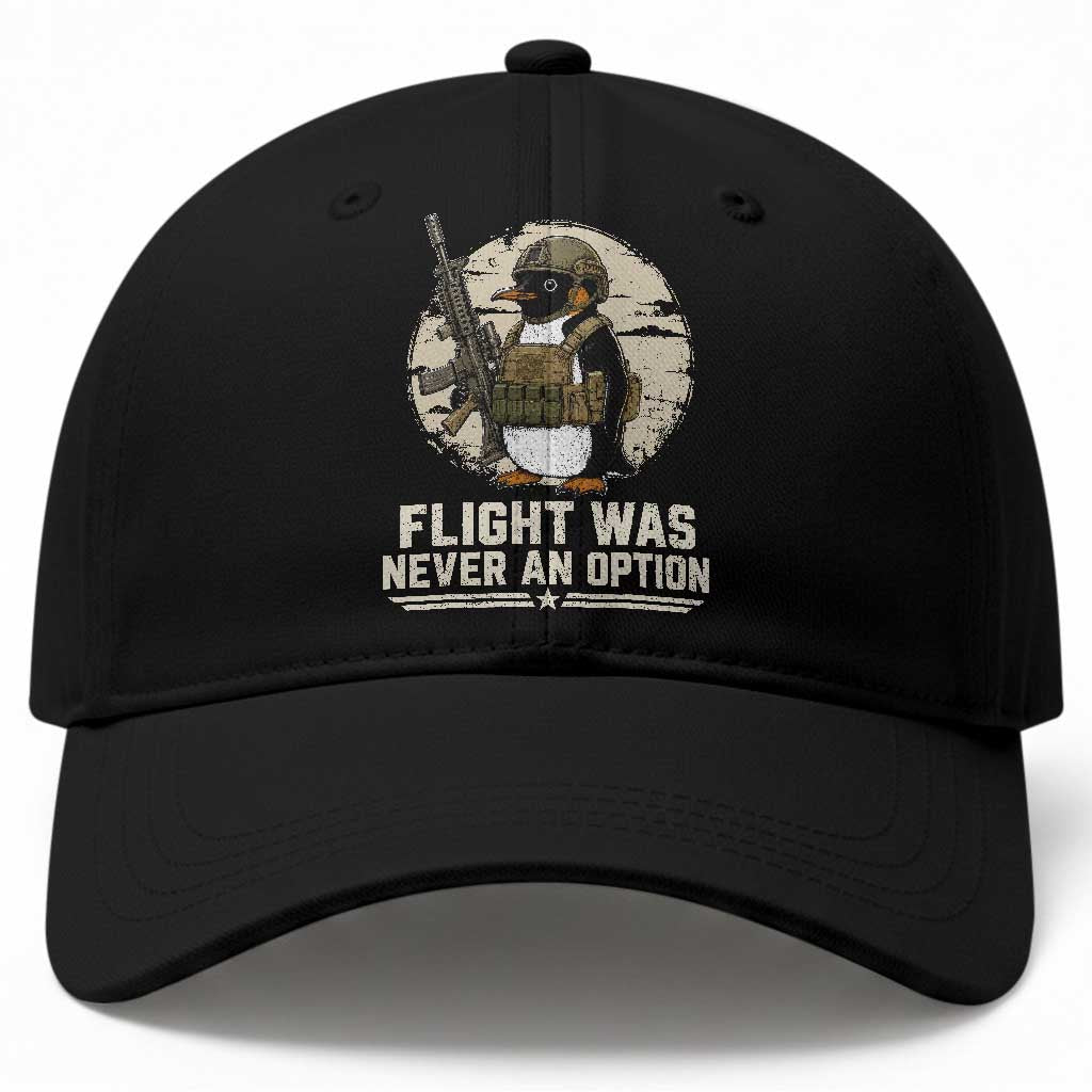 Funny Penguin Flight Was Never An Option Baseball Cap Tactical Penguin Gun Lover
