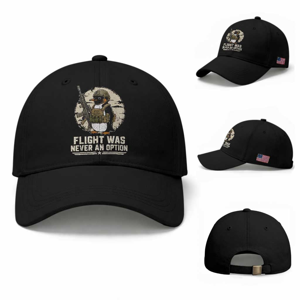 Funny Penguin Flight Was Never An Option Baseball Cap Tactical Penguin Gun Lover