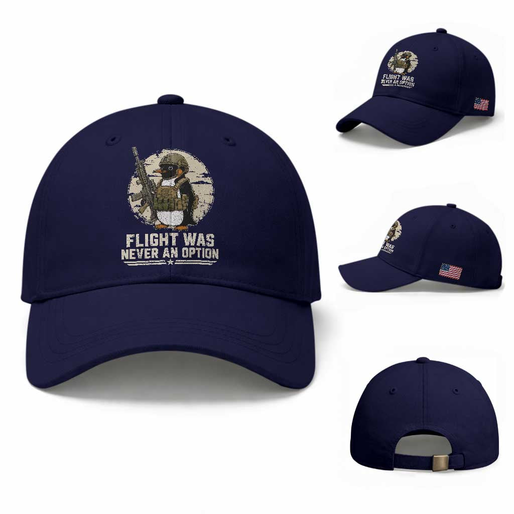 Funny Penguin Flight Was Never An Option Baseball Cap Tactical Penguin Gun Lover