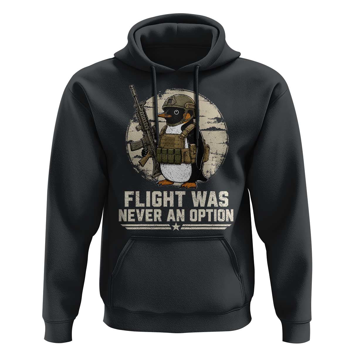 Funny Penguin Flight Was Never An Option Hoodie Tactical Penguin Gun Lover