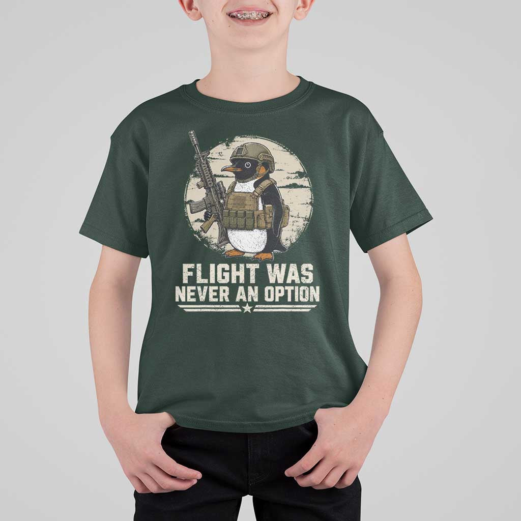 Funny Penguin Flight Was Never An Option T Shirt For Kid Tactical Penguin Gun Lover