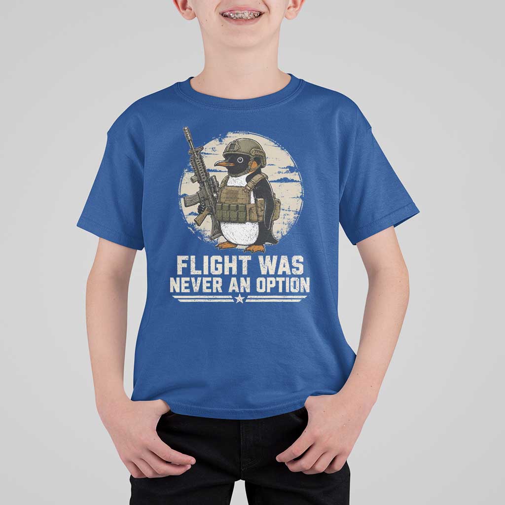 Funny Penguin Flight Was Never An Option T Shirt For Kid Tactical Penguin Gun Lover