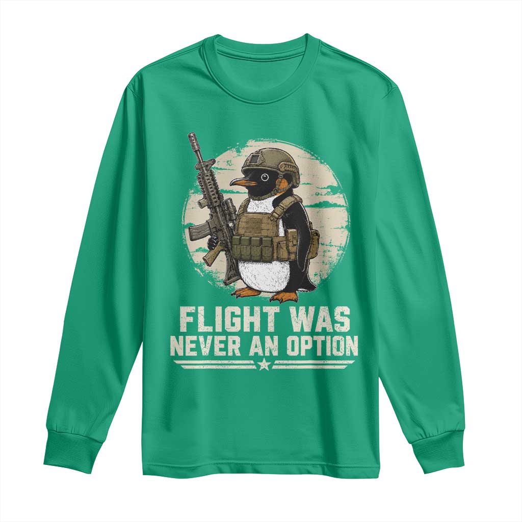 Funny Penguin Flight Was Never An Option Long Sleeve Shirt Tactical Penguin Gun Lover
