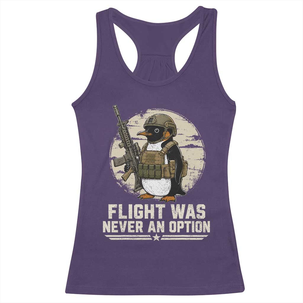 Funny Penguin Flight Was Never An Option Racerback Tank Top Tactical Penguin Gun Lover