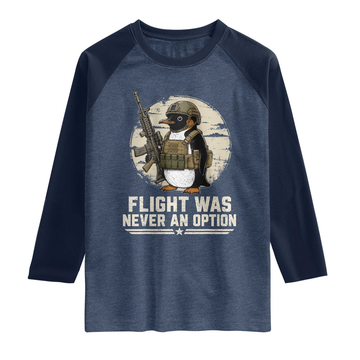 Funny Penguin Flight Was Never An Option Raglan Shirt Tactical Penguin Gun Lover
