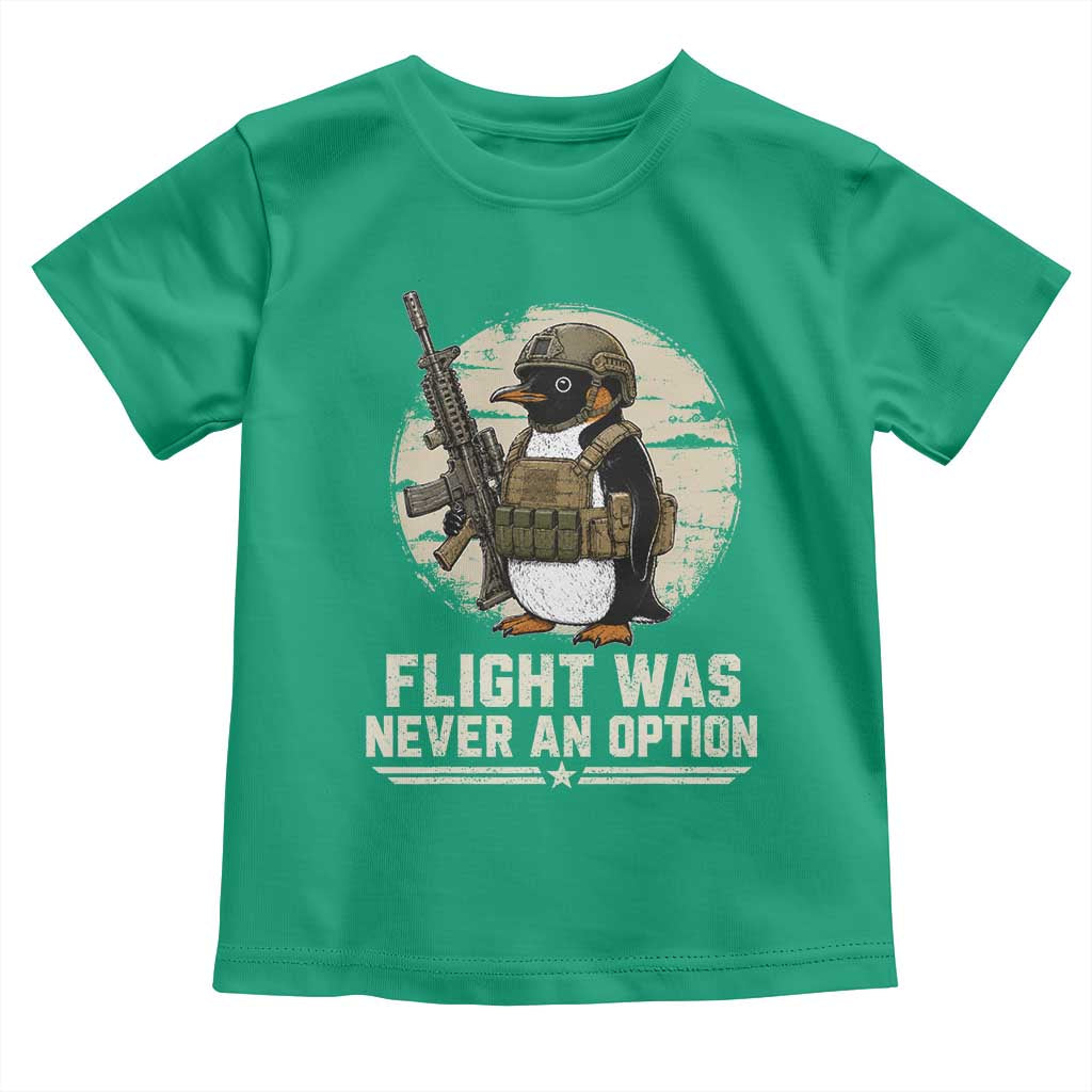 Funny Penguin Flight Was Never An Option Toddler T Shirt Tactical Penguin Gun Lover