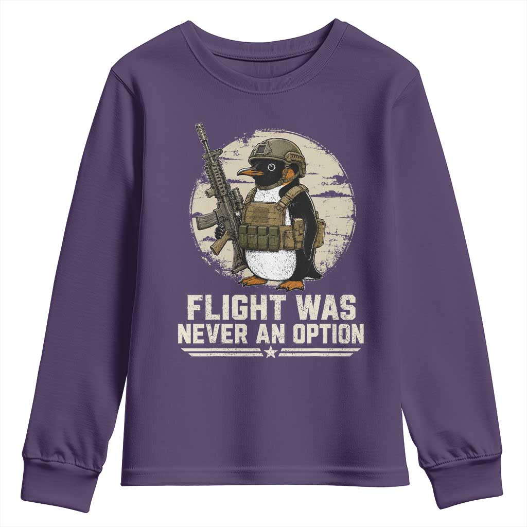 Funny Penguin Flight Was Never An Option Youth Sweatshirt Tactical Penguin Gun Lover