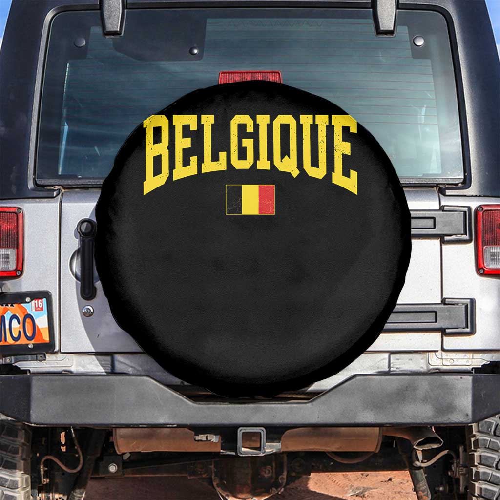 Belgium Belgique Throwback Design Vintage Belgian Flag Jersey Style Spare Tire Cover