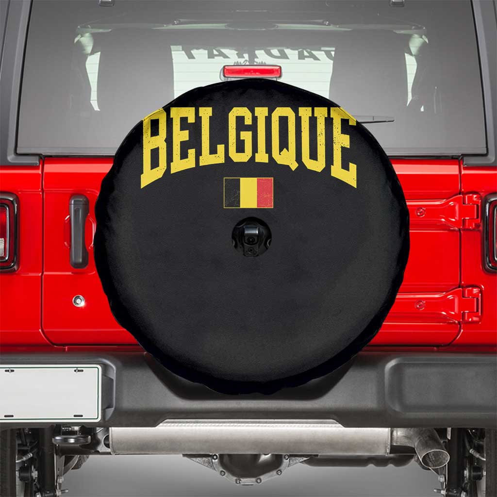 Belgium Belgique Throwback Design Vintage Belgian Flag Jersey Style Spare Tire Cover