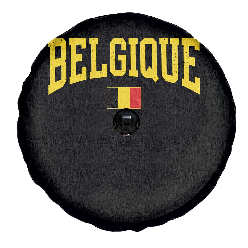 Belgium Belgique Throwback Design Vintage Belgian Flag Jersey Style Spare Tire Cover