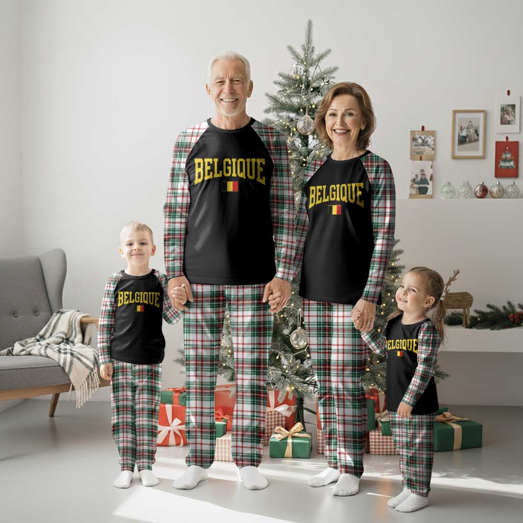 Belgium Belgique Throwback Design Vintage Belgian Flag Jersey Style Plaid Pajama Set