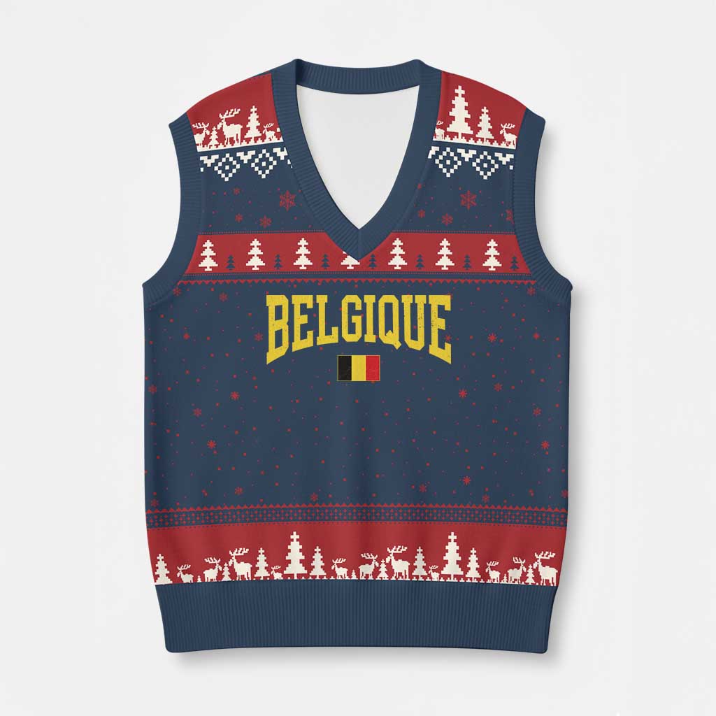 Belgium Belgique Throwback Design Vintage Belgian Flag Jersey Style V-Neck Knit Sweater Vest