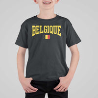 Belgium Belgique Throwback Design Vintage Belgian Flag Jersey Style T Shirt For Kid