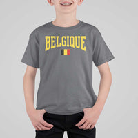 Belgium Belgique Throwback Design Vintage Belgian Flag Jersey Style T Shirt For Kid