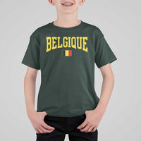 Belgium Belgique Throwback Design Vintage Belgian Flag Jersey Style T Shirt For Kid