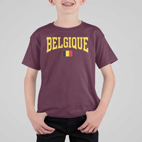 Belgium Belgique Throwback Design Vintage Belgian Flag Jersey Style T Shirt For Kid