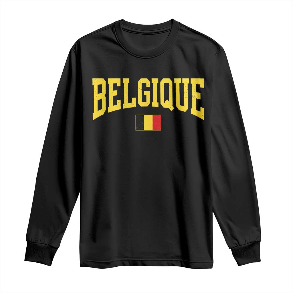Belgium Belgique Throwback Design Vintage Belgian Flag Jersey Style Long Sleeve Shirt