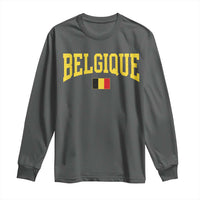 Belgium Belgique Throwback Design Vintage Belgian Flag Jersey Style Long Sleeve Shirt