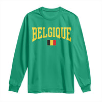 Belgium Belgique Throwback Design Vintage Belgian Flag Jersey Style Long Sleeve Shirt