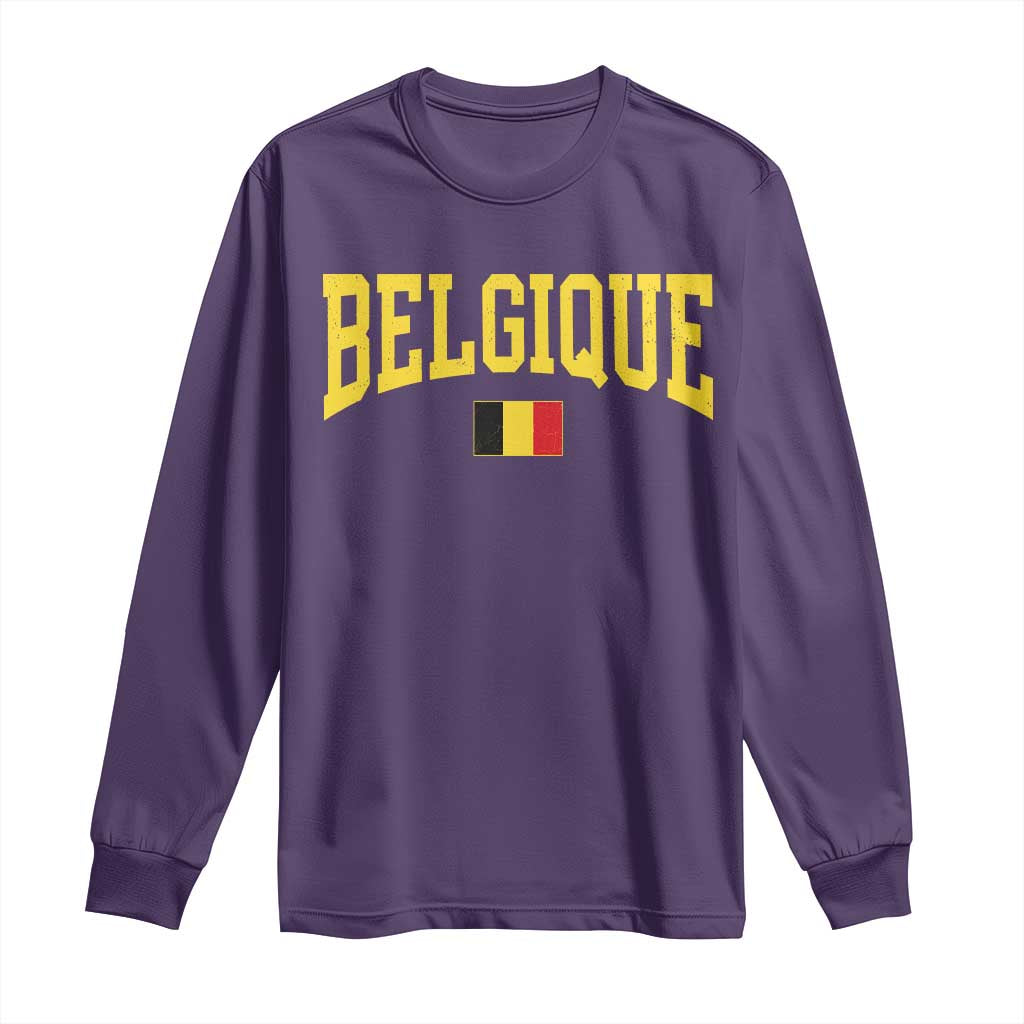 Belgium Belgique Throwback Design Vintage Belgian Flag Jersey Style Long Sleeve Shirt