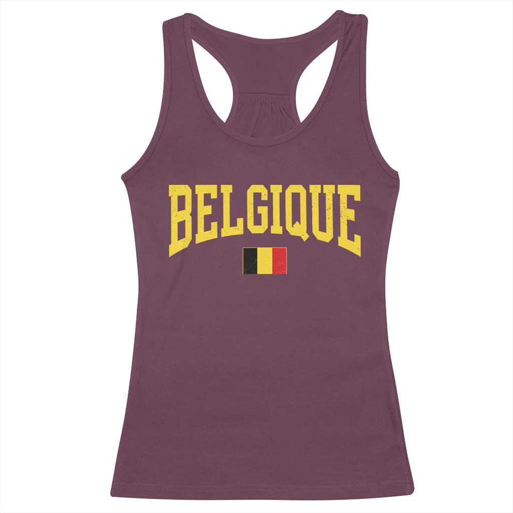 Belgium Belgique Throwback Design Vintage Belgian Flag Jersey Style Racerback Tank Top