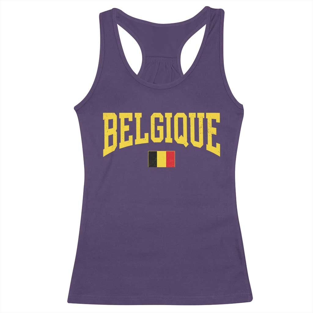 Belgium Belgique Throwback Design Vintage Belgian Flag Jersey Style Racerback Tank Top