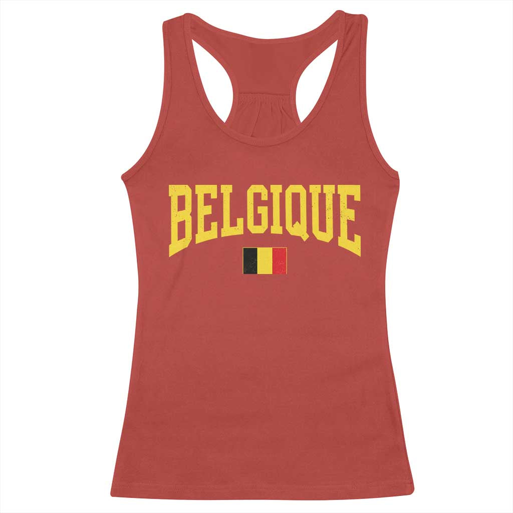 Belgium Belgique Throwback Design Vintage Belgian Flag Jersey Style Racerback Tank Top