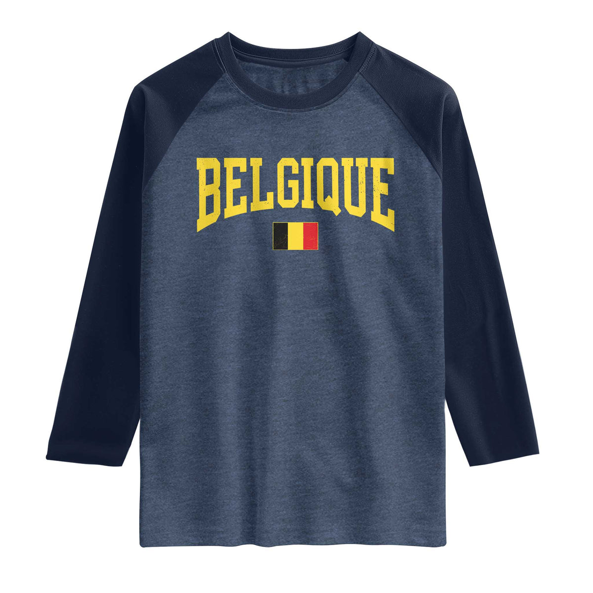 Belgium Belgique Throwback Design Vintage Belgian Flag Jersey Style Raglan Shirt