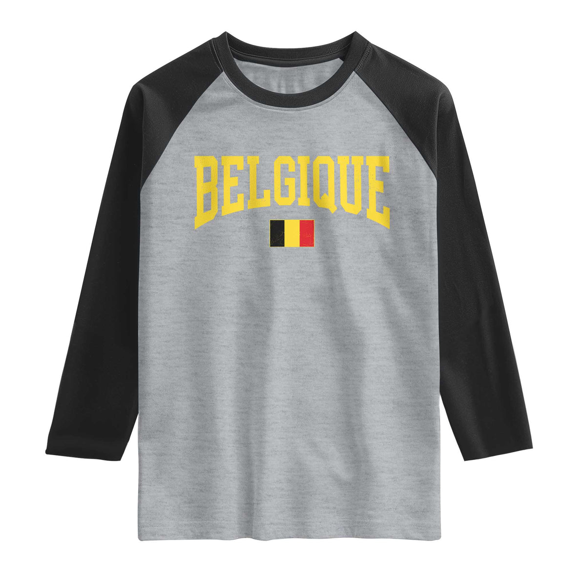 Belgium Belgique Throwback Design Vintage Belgian Flag Jersey Style Raglan Shirt