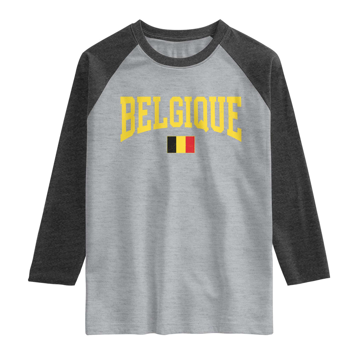 Belgium Belgique Throwback Design Vintage Belgian Flag Jersey Style Raglan Shirt