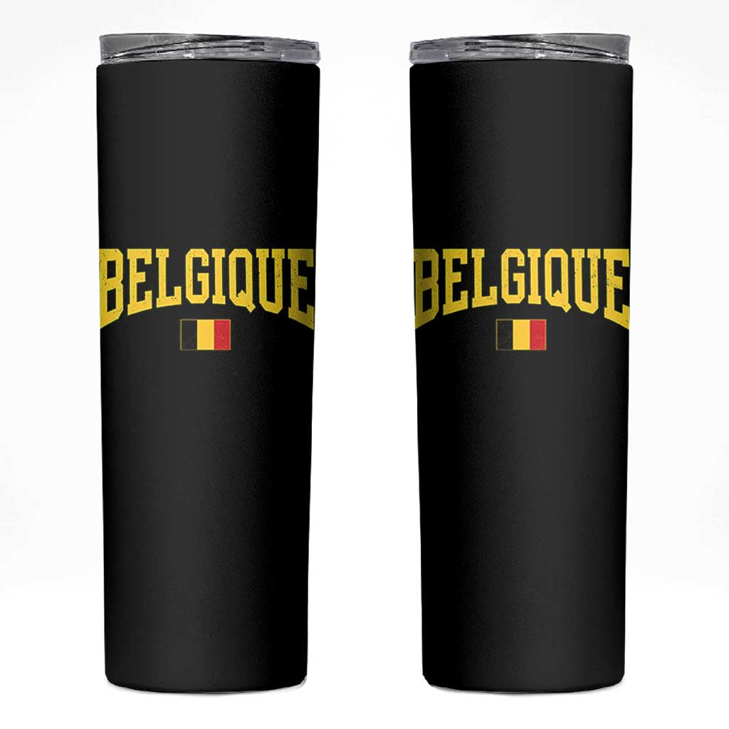 Belgium Belgique Throwback Design Vintage Belgian Flag Jersey Style Skinny Tumbler