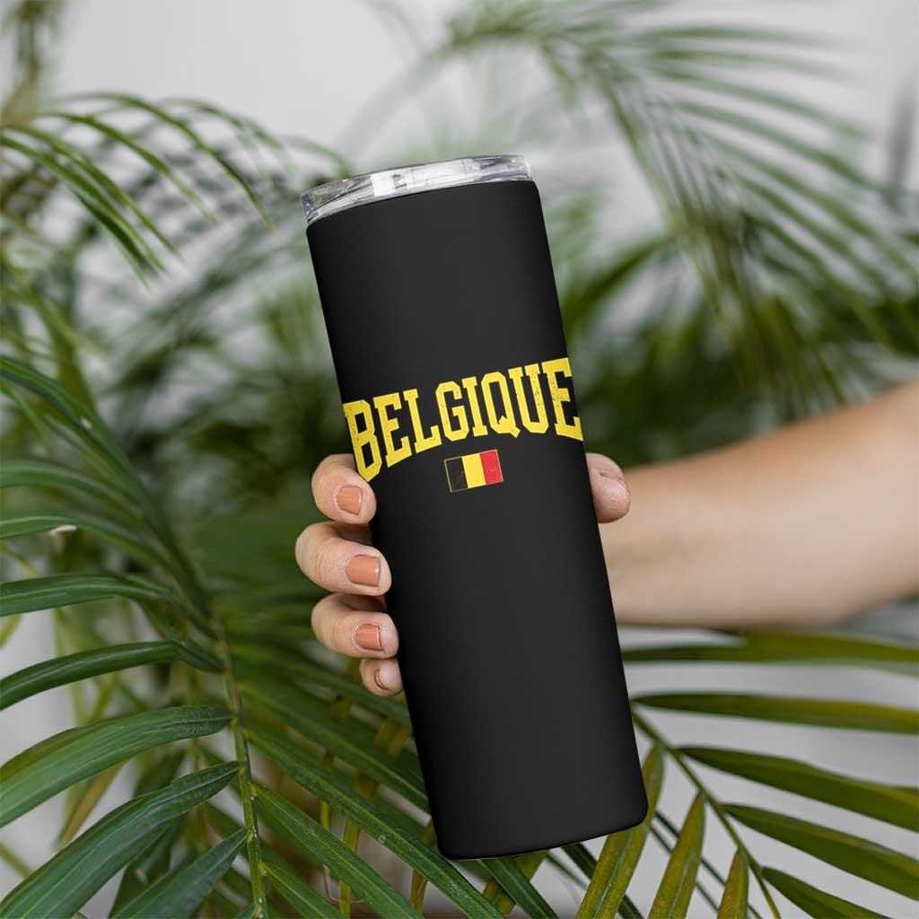 Belgium Belgique Throwback Design Vintage Belgian Flag Jersey Style Skinny Tumbler