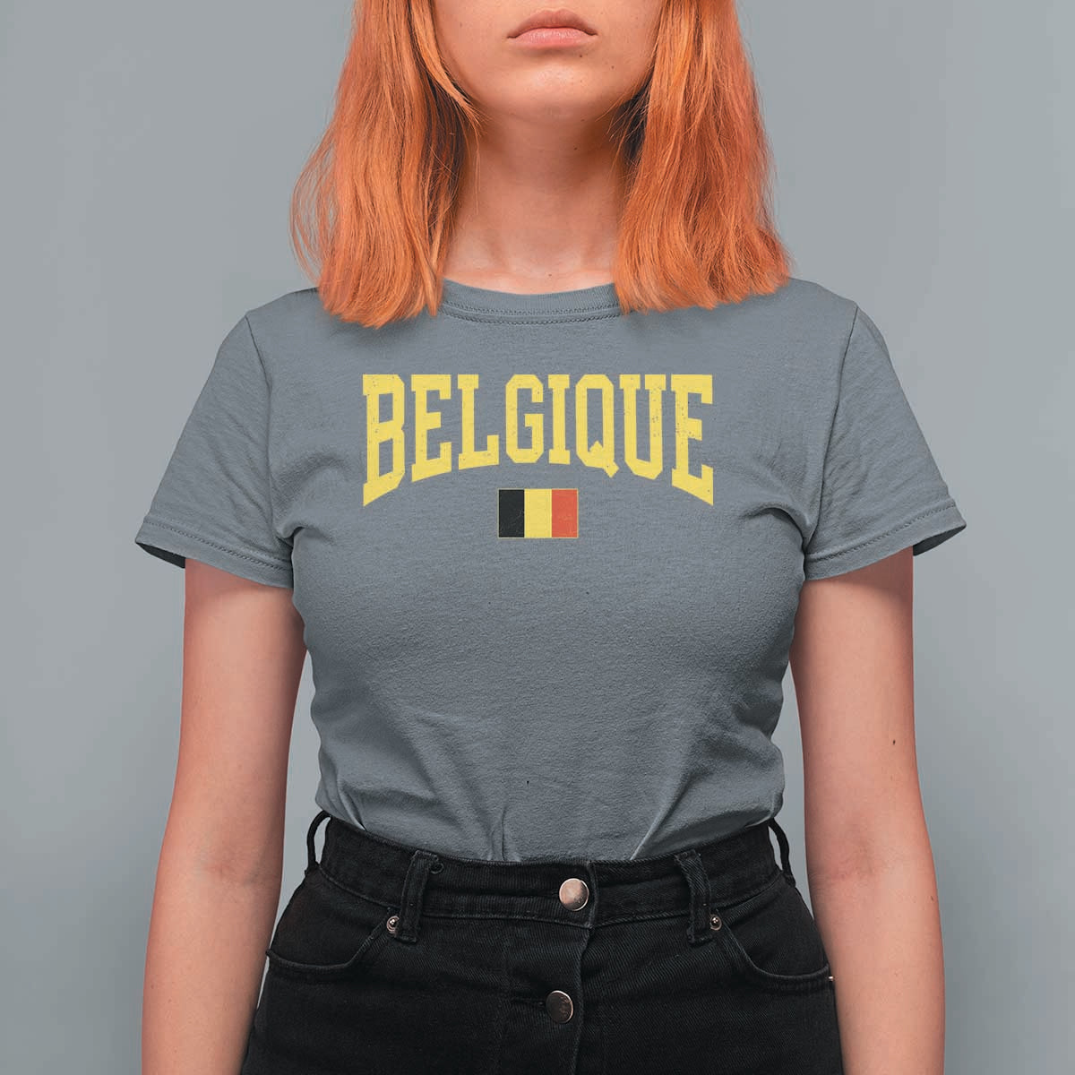 Belgium Belgique Throwback Design Vintage Belgian Flag Jersey Style T Shirt For Women