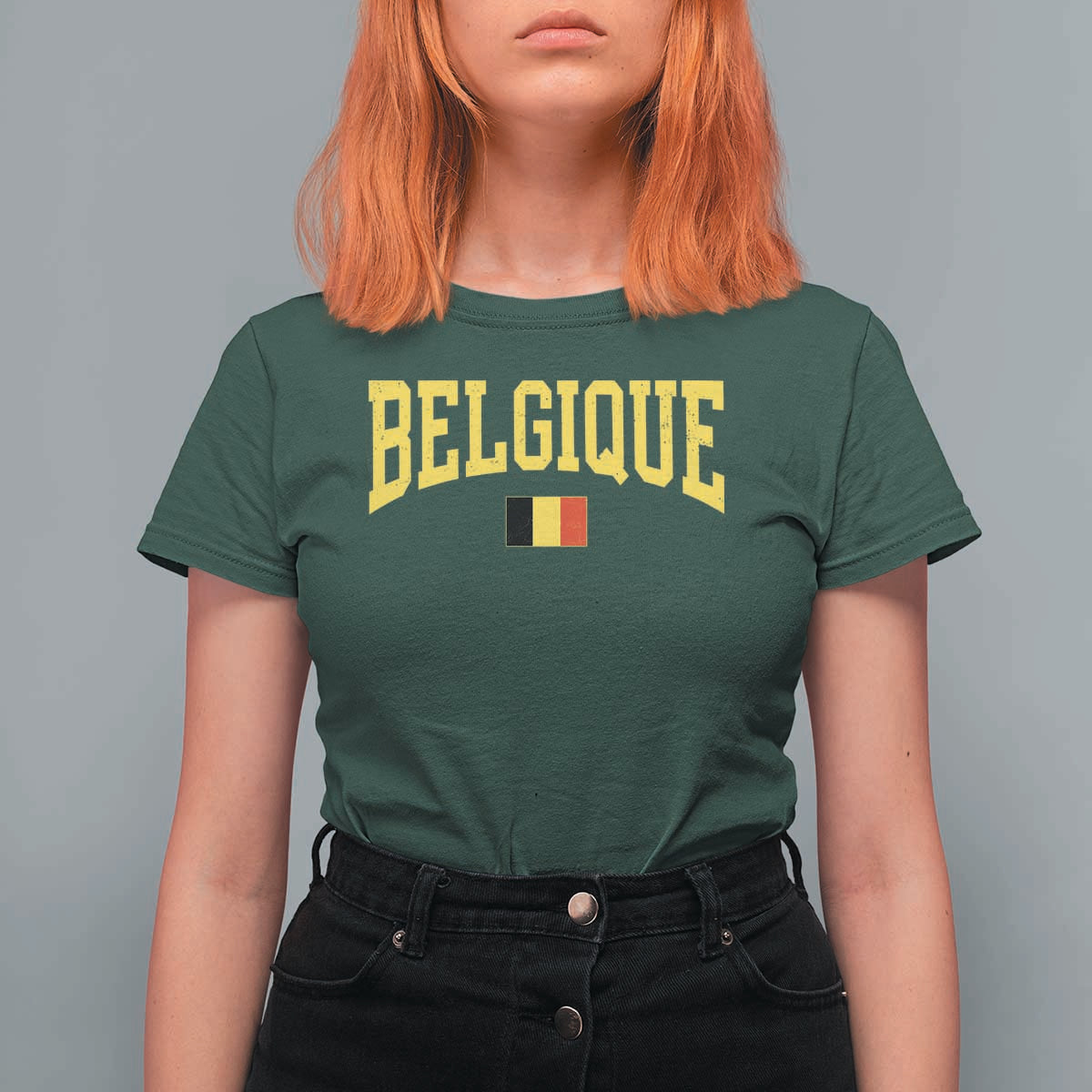 Belgium Belgique Throwback Design Vintage Belgian Flag Jersey Style T Shirt For Women