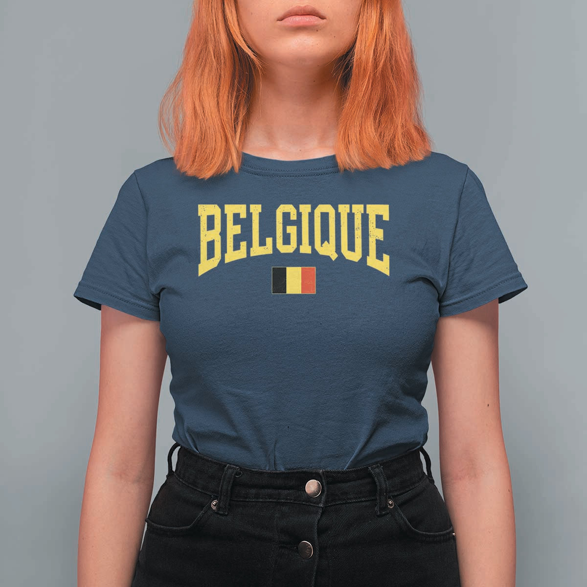 Belgium Belgique Throwback Design Vintage Belgian Flag Jersey Style T Shirt For Women