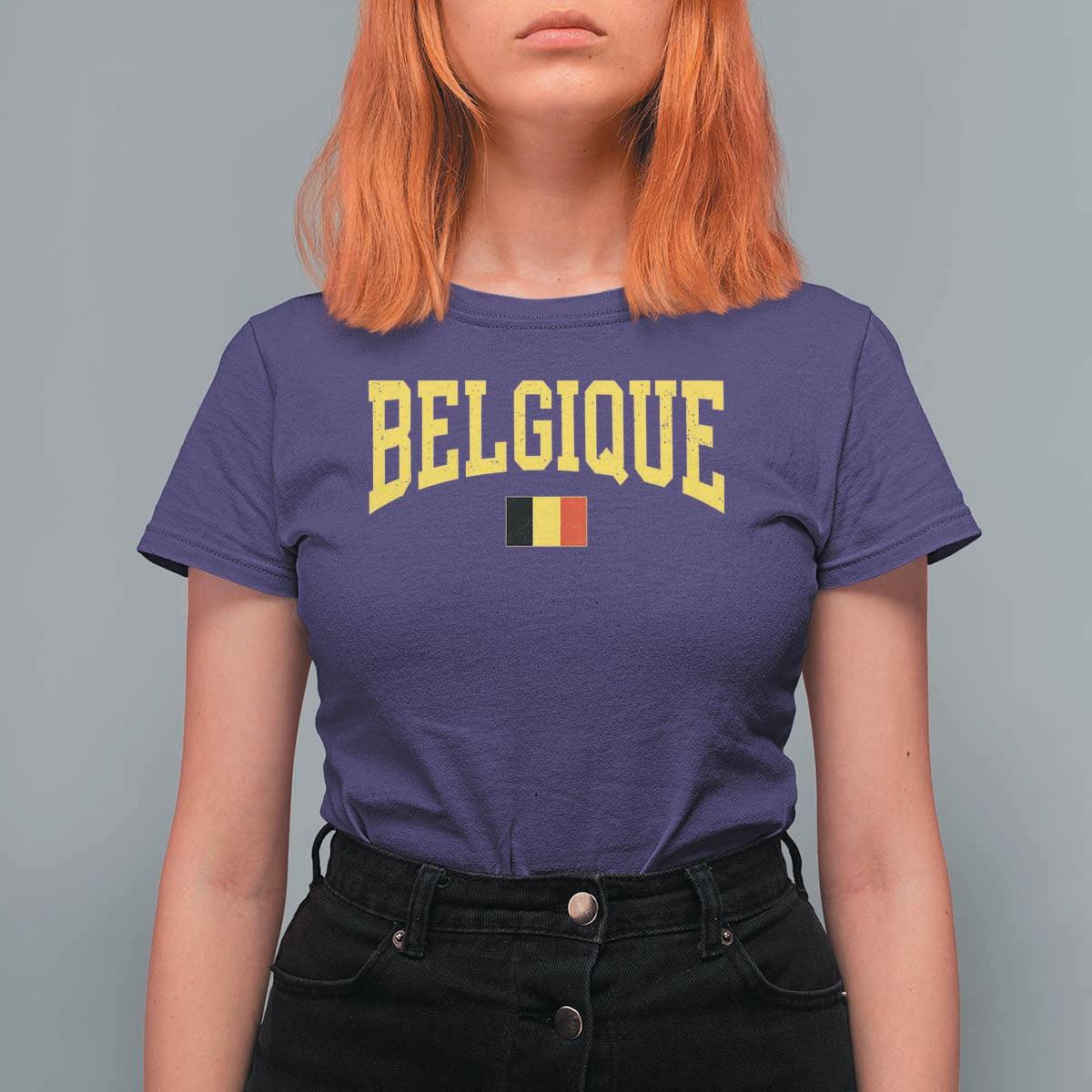 Belgium Belgique Throwback Design Vintage Belgian Flag Jersey Style T Shirt For Women