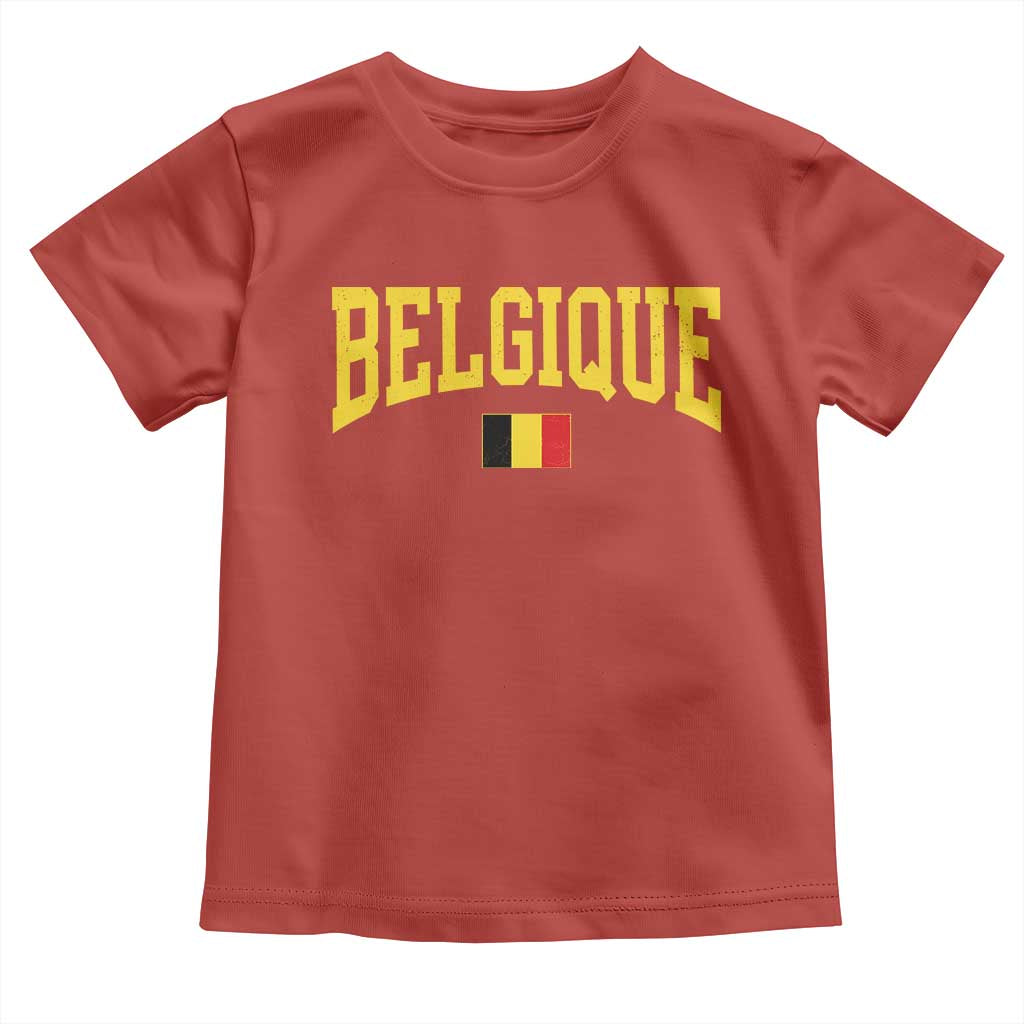 Belgium Belgique Throwback Design Vintage Belgian Flag Jersey Style Toddler T Shirt