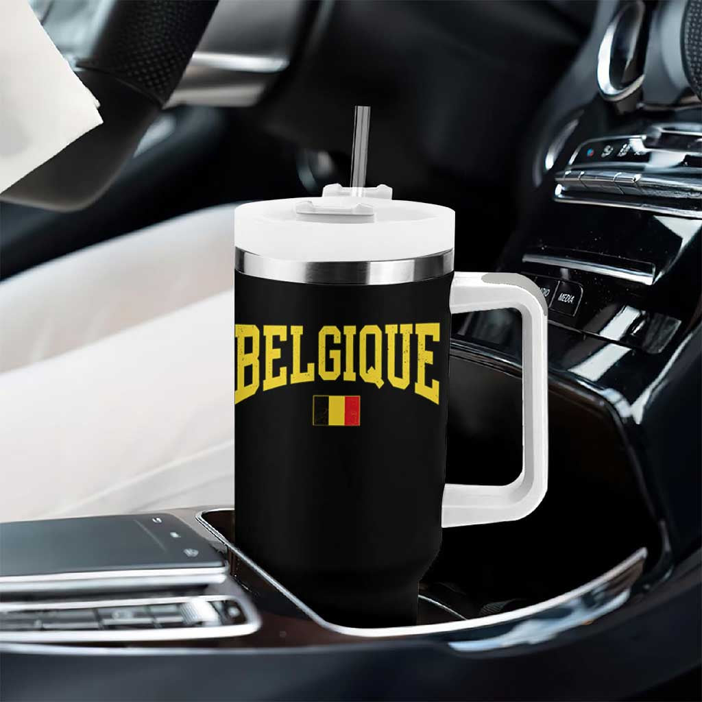 Belgium Belgique Throwback Design Vintage Belgian Flag Jersey Style Tumbler With Handle
