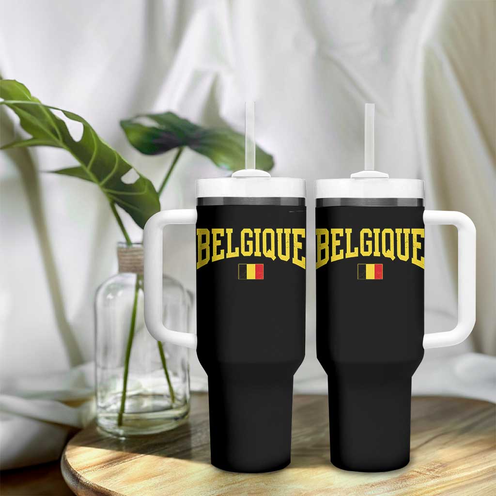 Belgium Belgique Throwback Design Vintage Belgian Flag Jersey Style Tumbler With Handle